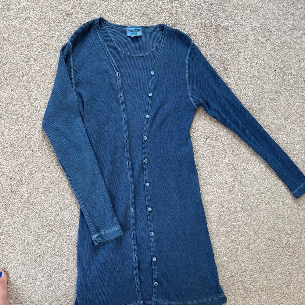Hard Tail Blue Long Sleeve Cardigan
